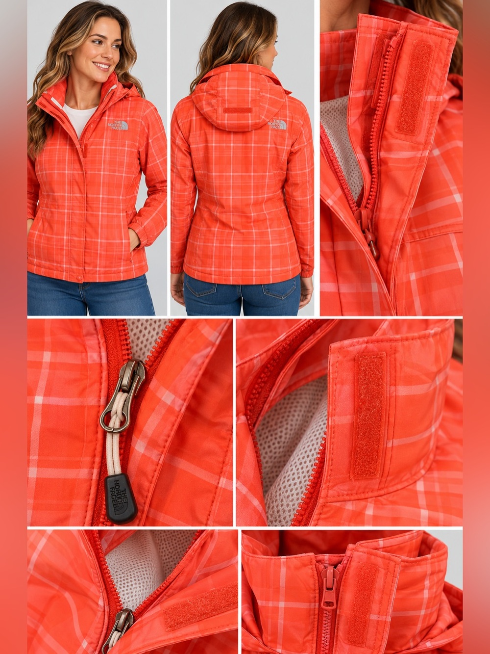 The North Face HyVent Plaid Jacket in Orange Size Medium